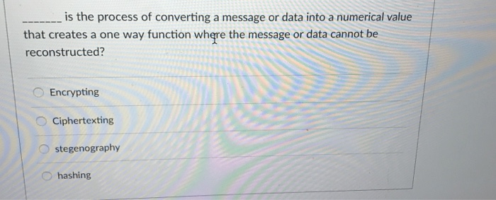  .is the process of converting a message or data into a