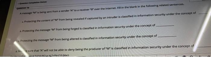  A message is being sent from a sender "A"to a receiver