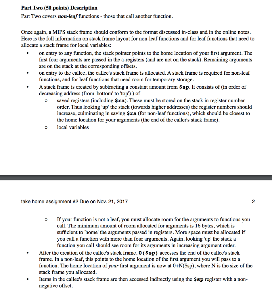 (functions) in MIPS assembly language. The code you write to satisfy these