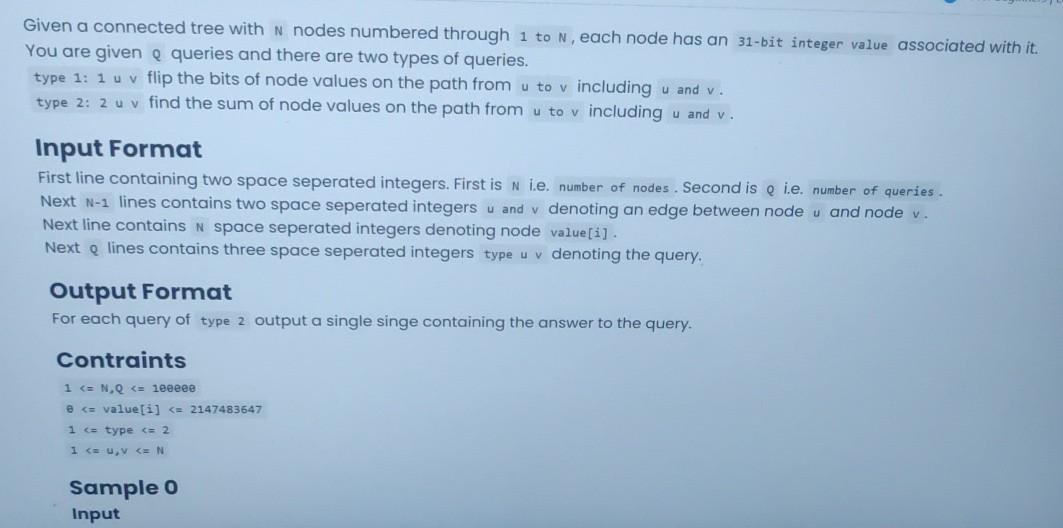 Given a connected tree with N nodes numbered through 1 to N,