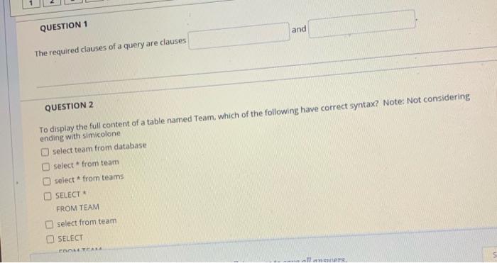  CS 306 Data base design QUESTION 1 and The required causes