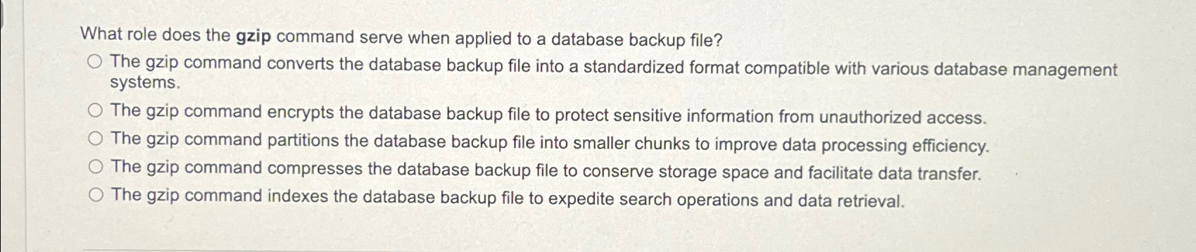  What role does the gzip command serve when applied to a