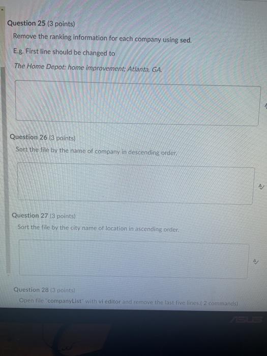 in Georgia. Write the commands for the following tasks. The Home Depot