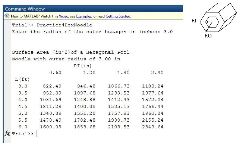 Part 1: Write a MATLAB function that will return the area and