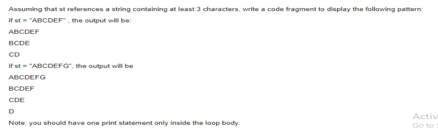 java Assuming that st references a string containing at least 3 characters,