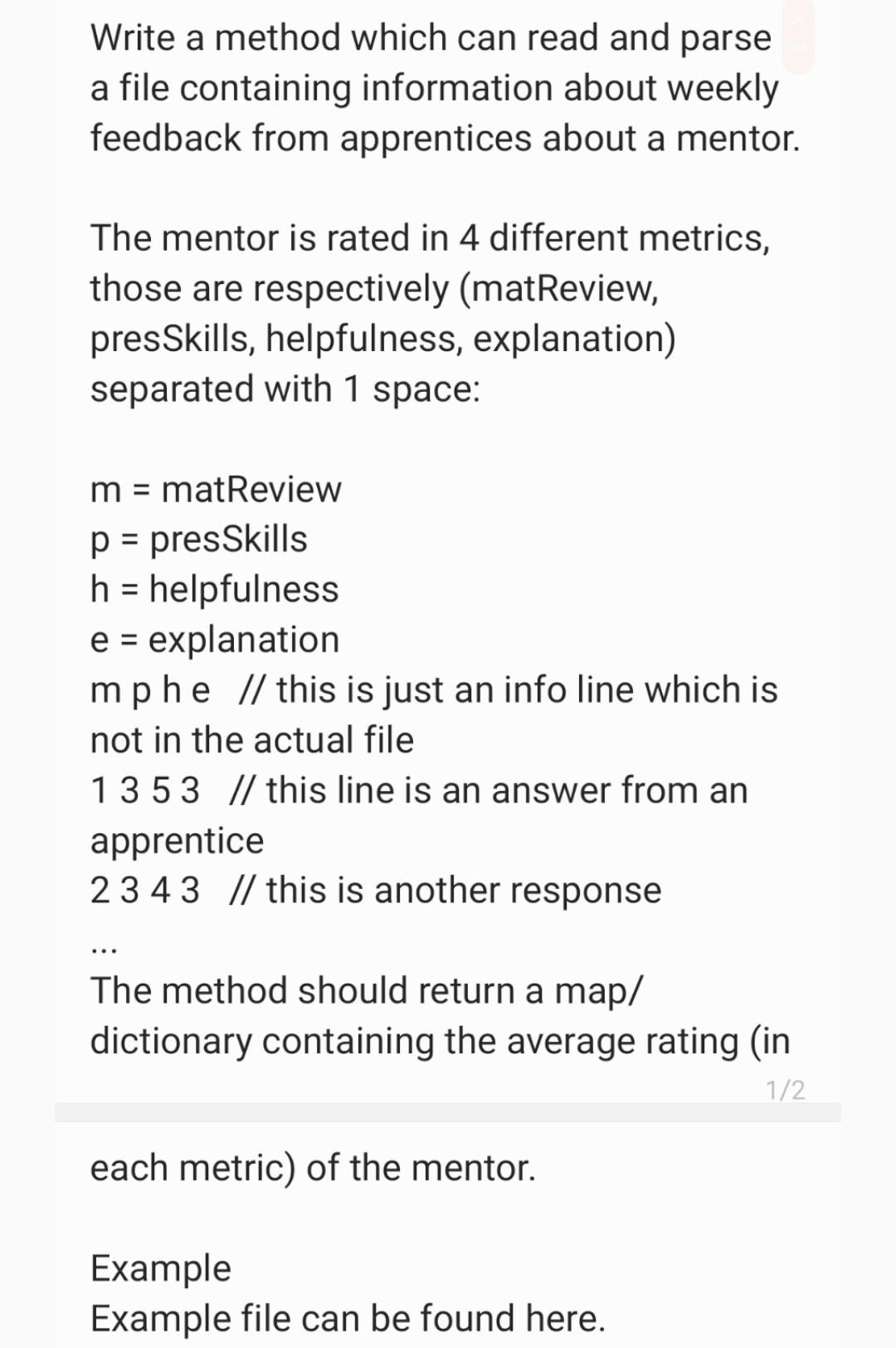 Need java code Write a method which can read and parse a