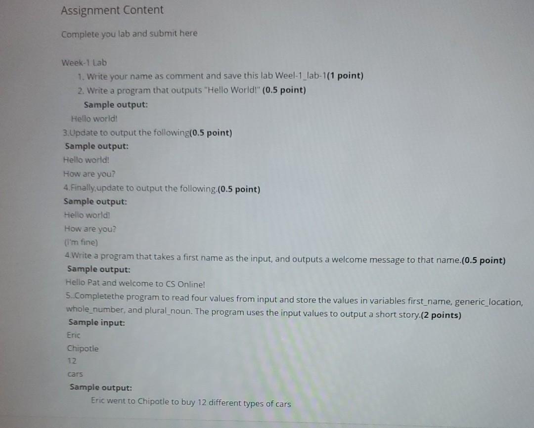 here Week-1 Lab 1. Write your name as comment and save this