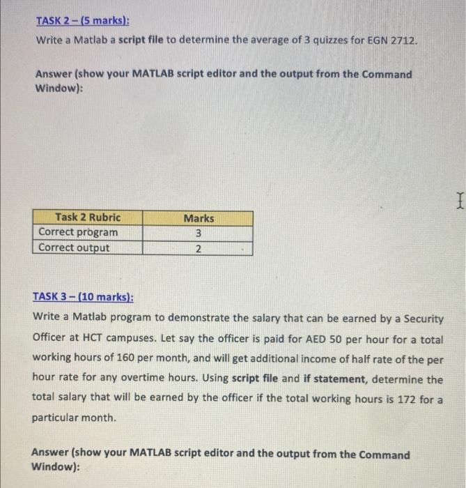 below using the MATLAB Command Window. You can verify the MATLAB output