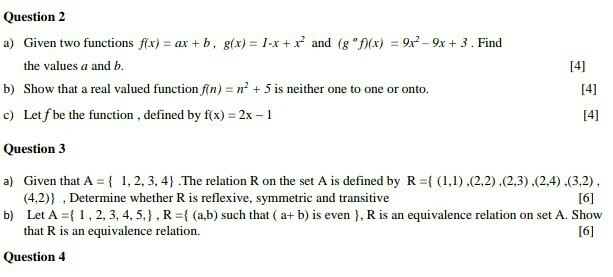Attend to question 4 Question 2 Given two functions f(x) =