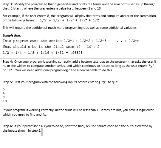 add the summation.cpp program in your Lab5 folder to the project. This