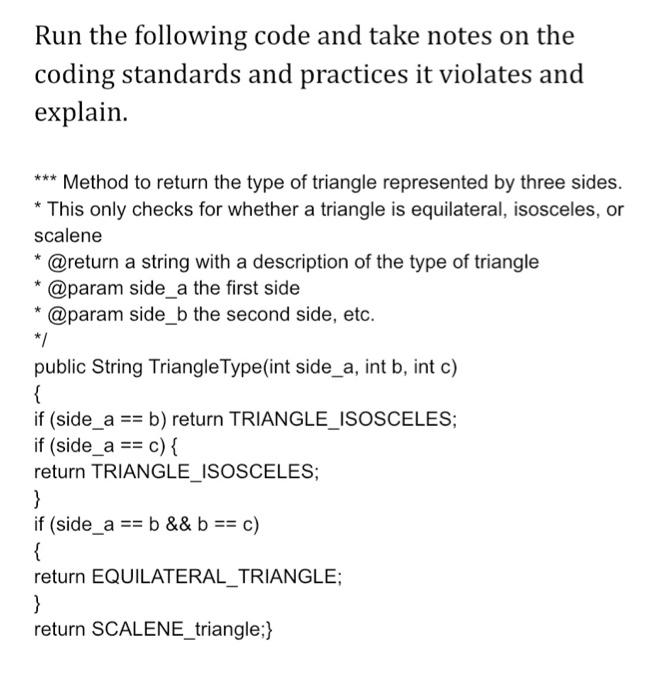  *** Method to return the type of triangle represented by three