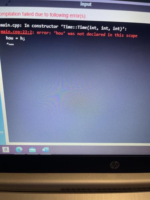 #include using namespace std class Time { private: int hr; int min;