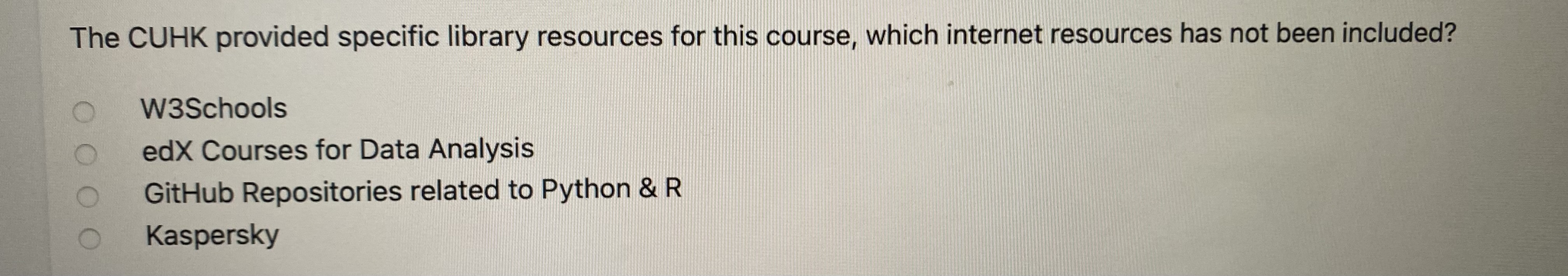  The CUHK provided specific library resources for this course, which internet