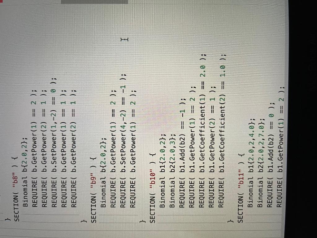 1. A Binomial class definition must be placed in the file binomial.h,