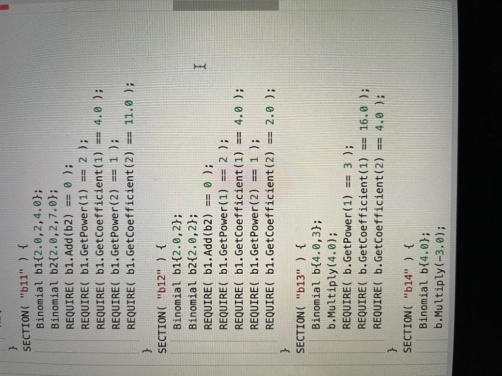 and the method implementations must be located in file binomial.cpp. Specify an