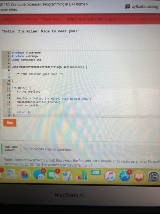  E 150: Computer Science l: Programming in C++ home> arameters zyBooks
