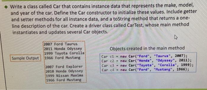java, I need source code and output please Write a class called