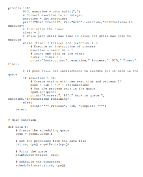 the timeslice CPU scheduling algorithm. We also considered other ways that the