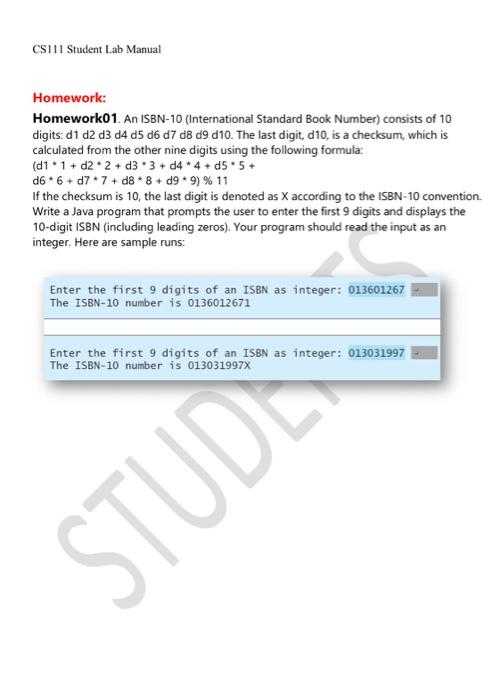 java C++ ( NetBeans ) CSI Student Lab Manual Homework: Homework01. An