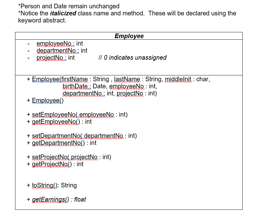 In this lab you will derive an abstract class called Employee from