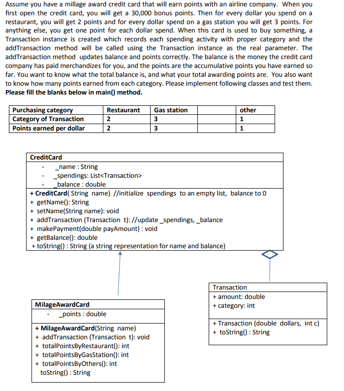 Programming in python. Assume you have a millage award credit card that