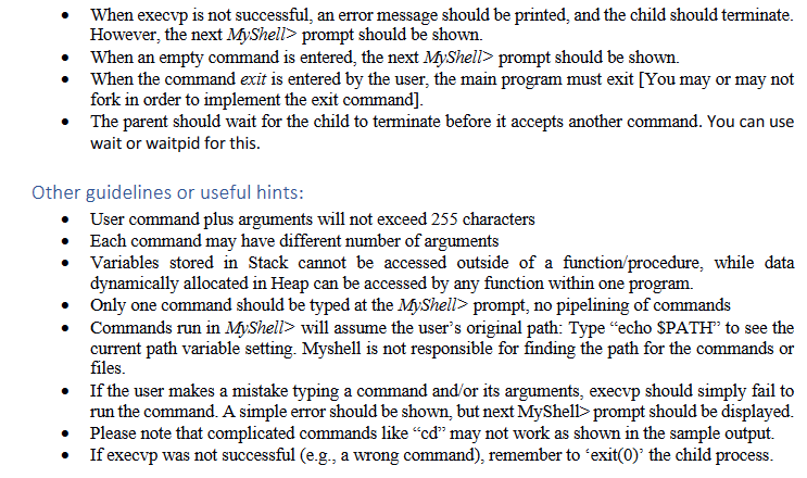 top of the regular command-line interpreter for Linux. In C Functions int