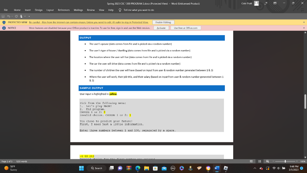 your TNTCCII username). Cxample: mine is named acrockett_prog2.cp. DESCRIPTION You want to