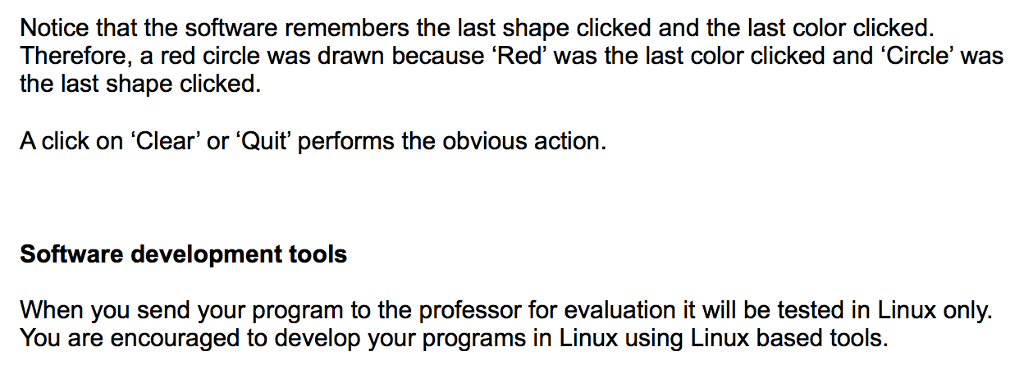 The output is a single window containing a graphic area. A suggested