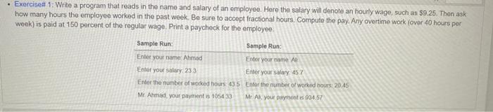  using python Exerciseit 1: Write a program that reads in the