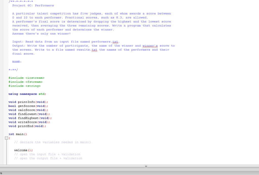 much. Project Performers A particular talent competition has five judges, each of