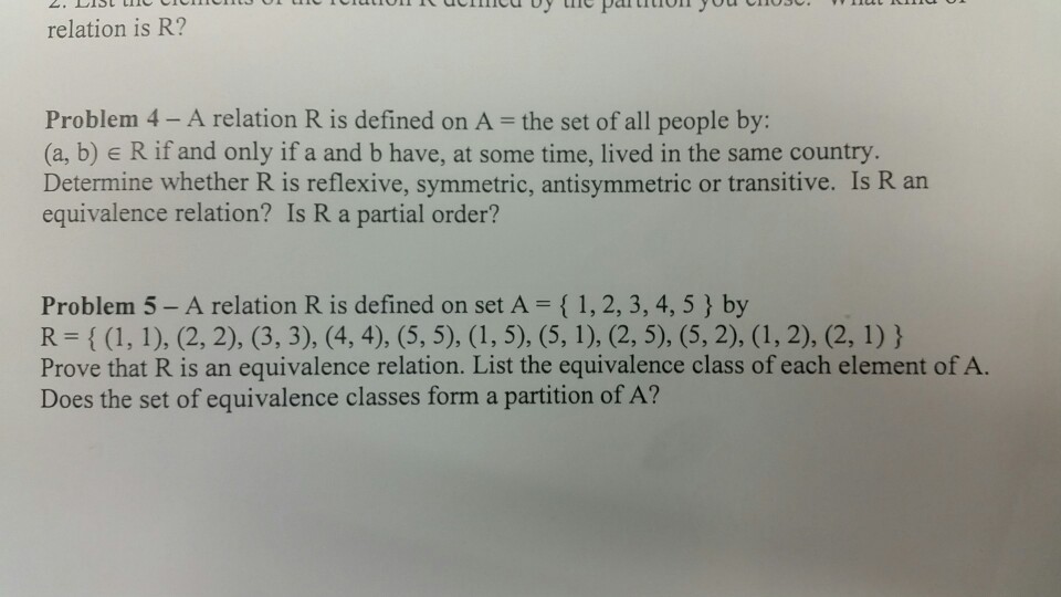 #5 discrete mathematics relation is R? Problem 4-A relation R is