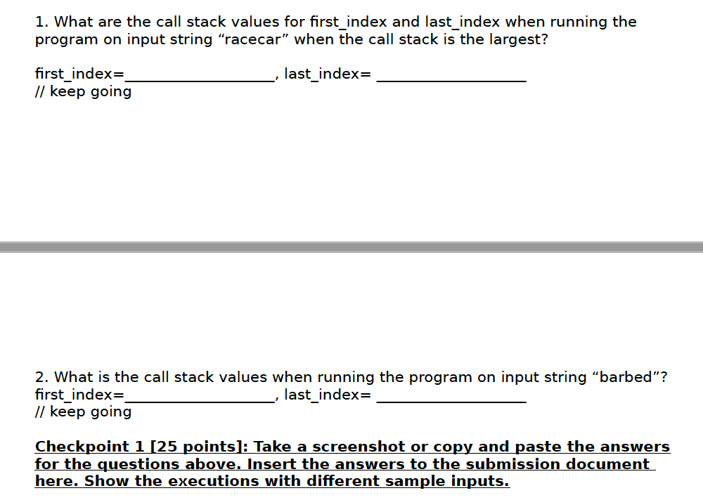 /***************************************************************** * Program: palindrome.c * * Purpose: implements a recursive function for
