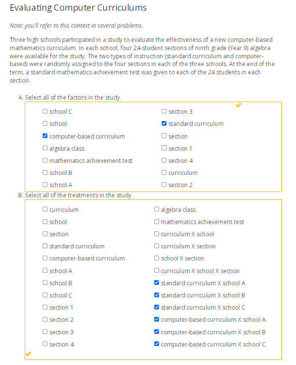  Three high schools participated in a study to evaluate the effectiveness