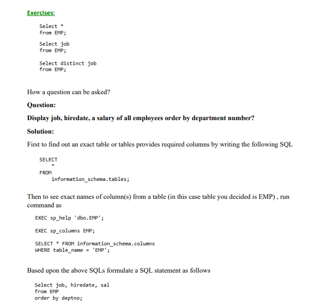 1-Database schema 2-Introduction to SQL (DML, DDL, DCL) 3-SQL sample commands and