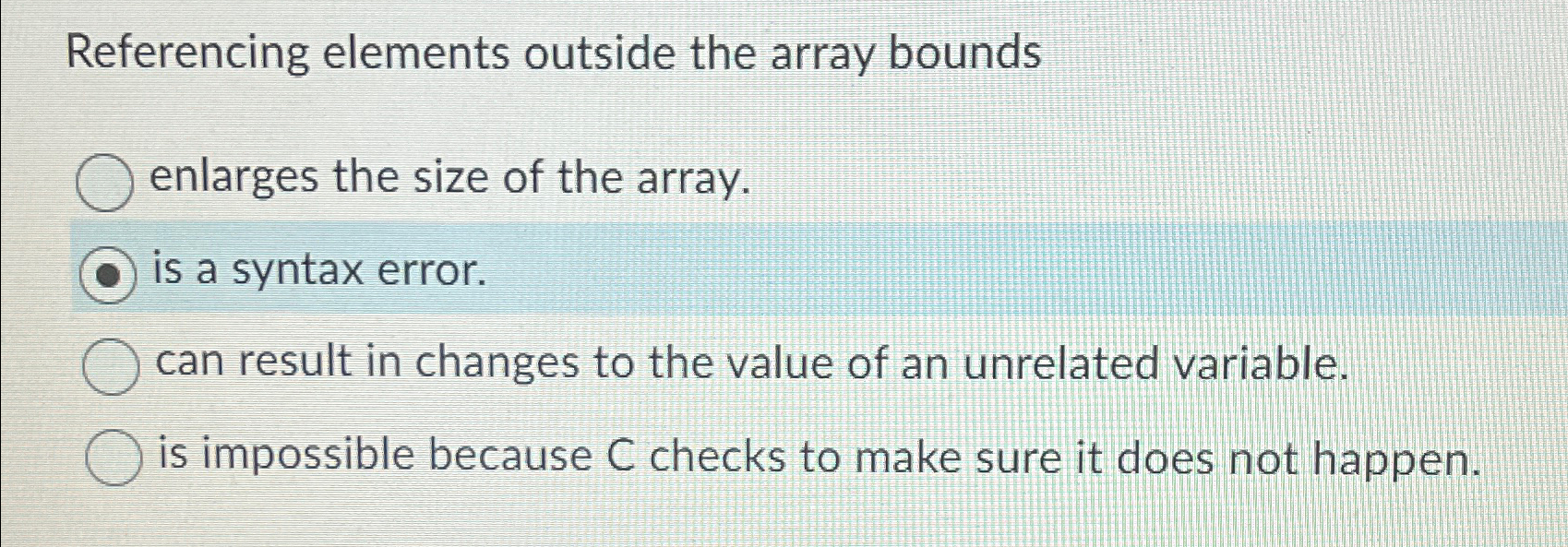  Referencing elements outside the array bounds enlarges the size of the