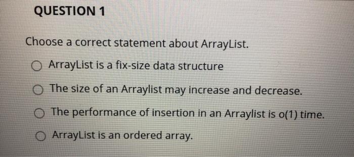 array? O length size() Element ON QUESTION 10 Which of the following