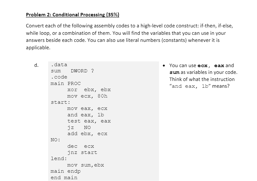 If possible written in python Problem 2: Conditional Processing (35%) Convert each