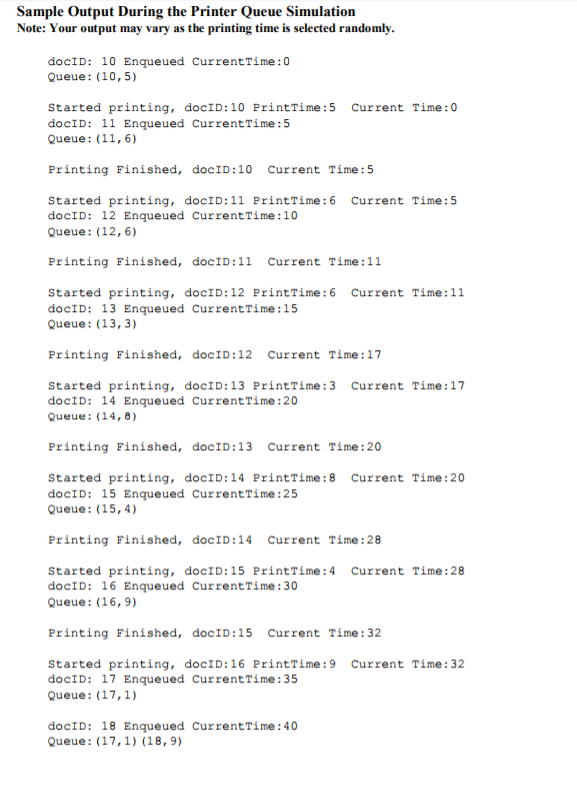 Need this in java coding. Implement a printer queue to simulate printing