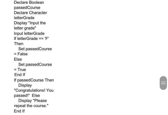 each of the following pseudocode segments, determine what the value of x