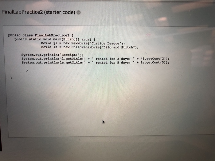 inheritance. We will be creating an abstract class called Movie, which represents