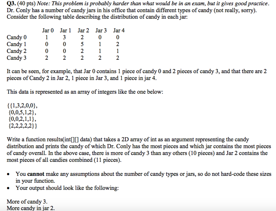 Using Java Q3. (40 pts) Note: This problem is probably harder than