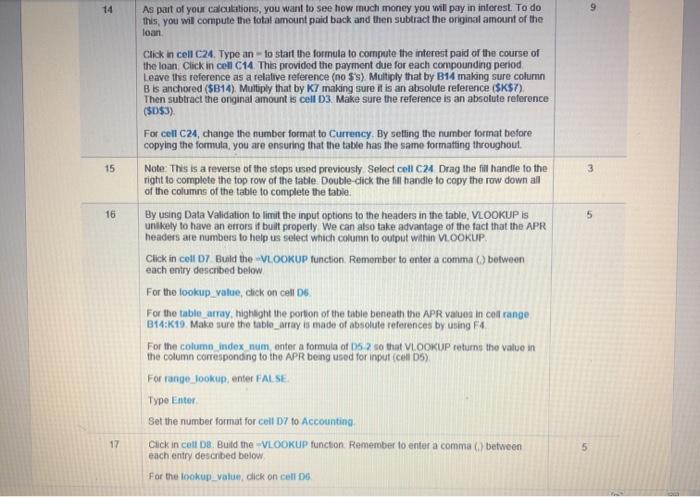 in cell C14 Enter the PMT function. Remember to enter a comma