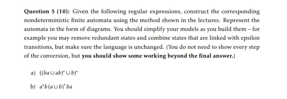 Please provide me step with step and detailed solution Question 5 (10):