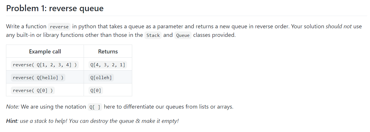  Problem 1: reverse queue Write a function reverse in python that