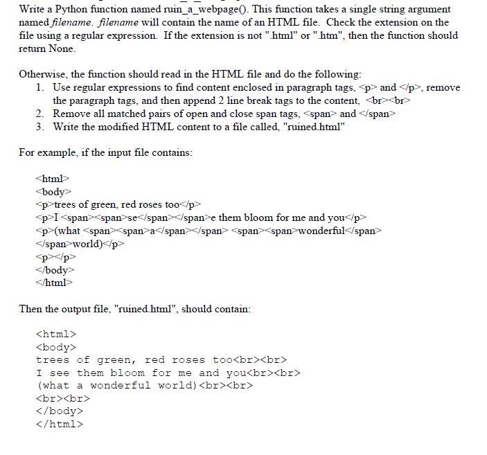 Write a Python function named ruin_a_webpage(). This function takes a single