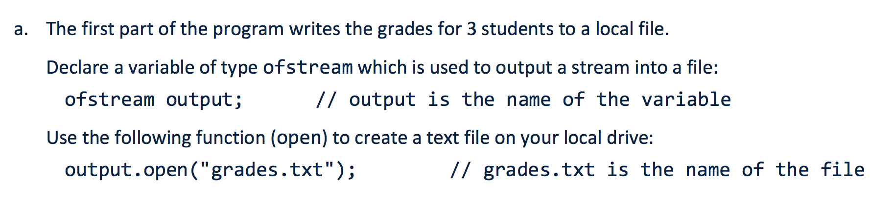 write a C++ program to write / read data to / from