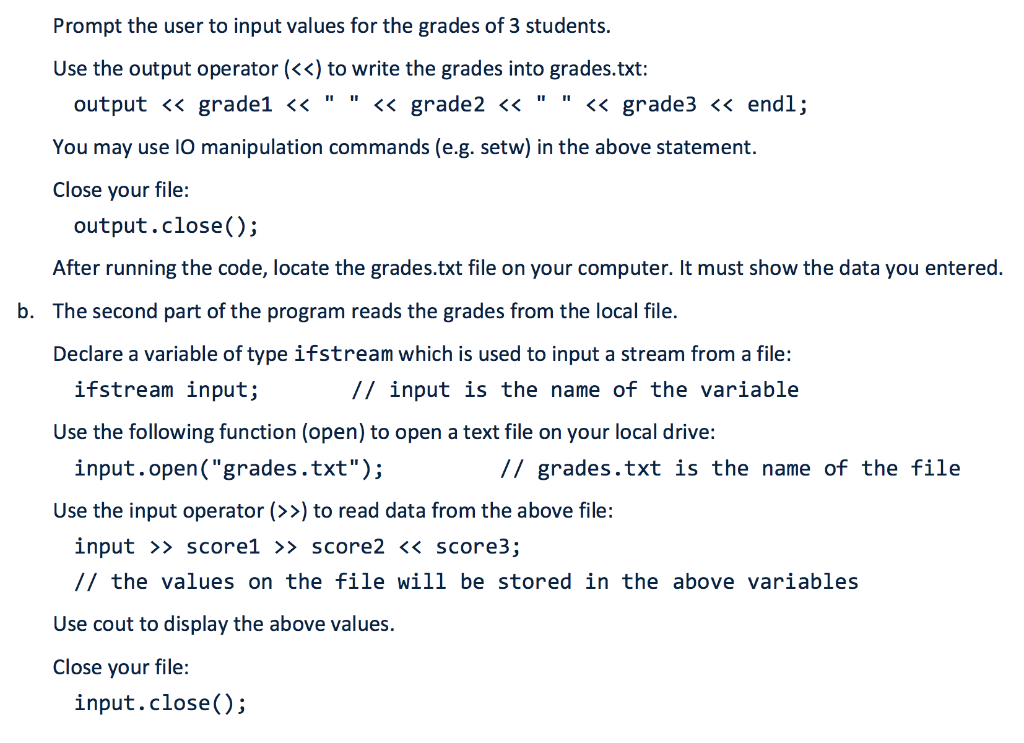 a file. You need to include library. a. The first part of