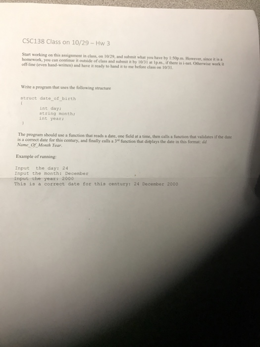  CSC138 Class on 10/29-Hw 3 Start working on this assignment in