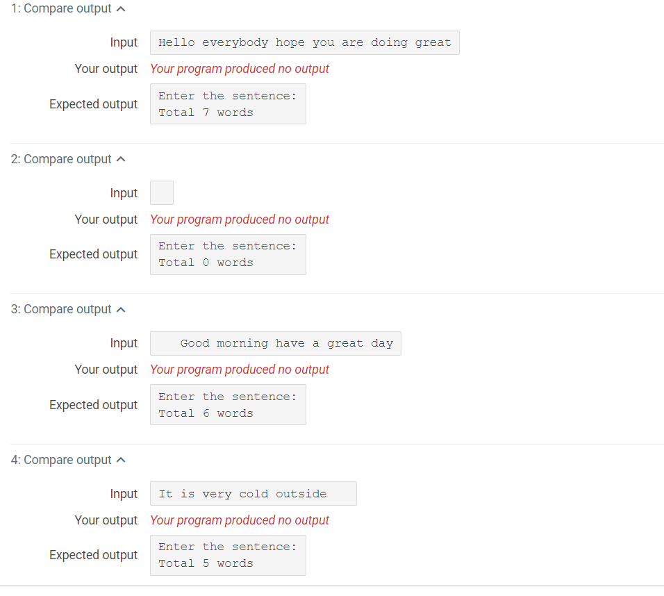 to write a code that counts the number of words from input.