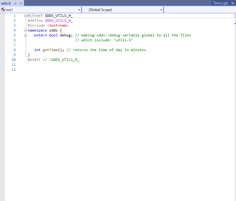 utils.h will be included in all the unit tests of the milestones.